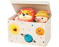 Opbergdoos, Speelgoed Organizer, Vouwdoos, Stoffen Doos Met 2 Handgrepen En Deksel, Opbergdoos Voor Kinderkamer, Speelkamer, Slaapkamer, Garderobe, Beige