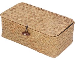 Opbergdoos van zeegras - Grote decoratieve mand met deksel voor organisatie en opslag - Handgeweven rieten manden voor huis en tuin