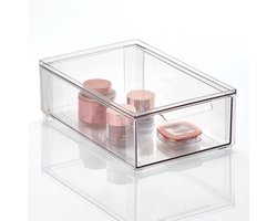 Opbergdoos voor de Badkamer, stapelbare laadbak van Kunststof, praktische cosmetica-organizer voor het Opbergen van Badkamerartikelen, doorzichtig