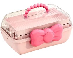 Opbergdoos voor kinderhaaraccessoires en -sieraden, haarelastiekjes, organiserend voor meisjes，roze
