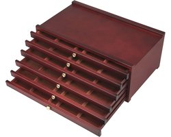 Opbergdoos voor kunstbenodigdheden met 6 laden - Draagbare houten organizer voor potloden en penselen