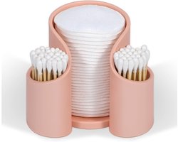 Opbergdoos voor wattenschijfjes en wattenstaafjes, badkamerbeker en flosdraadhouder, opbergrek voor wattenschijfjes, wattenstaafjes, papieren bekers en flosdraad, opbergdoos voor badkameraccessoires, opbergdoos voor cosmetica voor de kaptafel (roze)