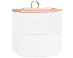 Opbergdoos wit klein steen - Sieradendoos - Woning decoratie - Opbergdoos voor wattenschijfjes en accesoires beton wit met deksel- Beton decoratie voor woonkamer badkamer slaapkamer rosegoud - kerstkado Galeara design - Opbergdoosjes met deksel klein