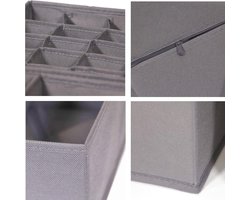 Opbergdozen 2 stuks, voor sokken en kleine accessoires, 24 vakken, opvouwbare dozen, kledingkast en laden, opbergsysteem voor het bewaren