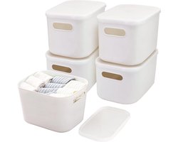 Opbergdozen 7 liter - Wit - Stapelbaar - Decoratief - Voor badkamer en keukenrek - Kunststof - Thuiskantoor