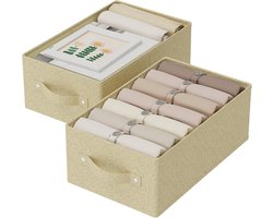 Opbergdozen en kubusmanden, stof kubusmanden, bakken voor het organiseren van huis, kantoor en kast, grijs en beige, 2 stuks, 41 x 25 x 16,5 cm