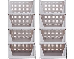 Opbergdozen Kast Organizer - Laden Bakken - Kleding Opbergen - Stapelbaar Schuifbaar - 43 x 33 x 18 cm - Wit