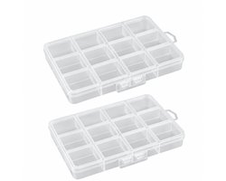 Opbergdozen met 12 grote vakken - Set van 2 - 13.6x9.7x1.75 cm
