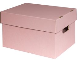 Opbergdozen met deksel - Archief dozen geschenkdozen - Thuis organiseren - 100% gerecycled materiaal - Maat M 34x25x20.5cm - Roze