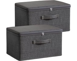 Opbergdozen met Deksel - Set van 2 Grijze Vouwbare Opbergdozen voor Kleding, Organiseren en Ruimtebesparing in Slaapkamer, Woonkamer en Kantoor