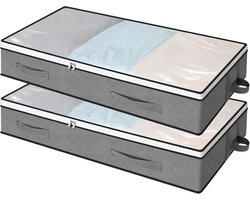 Opbergdozen Onder Bed - Opbergkisten Lades - Kleding Opbergen - Met Kijkvenster - 2 stuks 100cm - Grijs