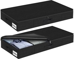 Opbergdozen onder het bed - 12 cm hoog, 2 stuks, opvouwbaar, wasbaar, voor kleding en dekens