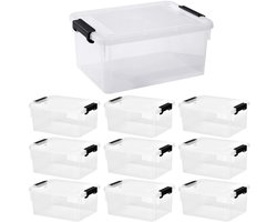 Opbergdozen - Opbergdozen voor thuis – Kastorganizers - Bureau-organizers - Pak van 10 – 1 liter – Met deksels – Stapelbaar – 17,5*13*8 cm – Effen kleur