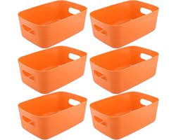 Opbergdozen oranje, 30,5 x 20,5 x 12 cm opbergmand plastic met gif, oranje kunststof doos kunststof badkamerorganizer box voor huishouden en hobby