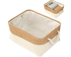 Opbergdozen - Organiseermanden - Opbergmanden - Stoffen opbergmanden - Opvouwbare opbergmanden - Stoffen opbergmanden van katoenen touw - Beige - 36x26x16cm - Geschikt voor speelgoed planken kleding kledingkasten enz