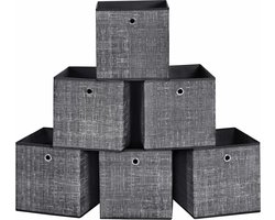 Opbergdozen - Organizer - Stoffen boxen - Set van 6 - Zwart