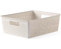 Opbergdozen Plastic - Opbergbakken - Huishoudelijk Gebruik - Modulair Stapelbaar Systeem - 30x39x135 cm - Beige