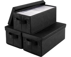 Opbergdozen Set - Media Houders - Media Opslag - Stapelbaar & Opvouwbaar - 3 Stuks 40cm - Zwart