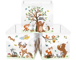 Opbergdozen Set - Opbergkubussen - Kast Organiseren - Met Metalen Frame - 30x30x30 cm - Bosdieren Print