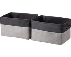 Opbergdozen Set - Opbergmanden Opvouwbaar - Ruimte Besparen - Versterkt Handvat - 37x23x27 cm - Grijs Zwart