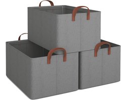 Opbergdozen Set van 3 - Opvouwbare Stoffen Dozen met Handgrepen voor Kleding en Organisatie