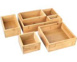 Opbergdozen Set van 6 Stuks Bamboe - Organizers voor Lades en Kast