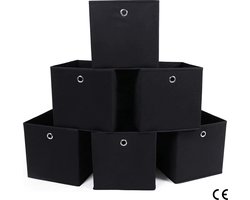 Opbergdozen - set van 6, vouwbare stoffen dozen, non-woven, kubussen, opbergmanden, organizer voor speelgoed, kleding, gevlekt, zwart - 6 Stuk
