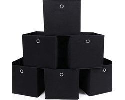 Opbergdozen, set van 6, vouwbare stoffen dozen, non-woven, kubussen, opbergmanden, organizer voor speelgoed, kleding, gevlekt, zwart RFB02H-3,6 Stuk