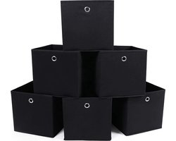 Opbergdozen, set van 6, vouwbare stoffen dozen, non-woven, kubussen, opbergmanden, organizer voor speelgoed, kleding, gevlekt, zwart RFB02H-3,6 Stuk
