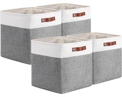 Opbergdozen - Stoffen opbergdozen - Geschikt voor slaapkamers, kledingkasten, kantoren, hobbyruimtes, kinderkamers, enz. - Gebroken wit - 4 stuks - 30x30x30cm