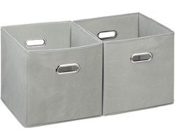 Opbergdozen voor Kleine Onderdelen - Set van 2 - Grijs - Stevig Materiaal - 30 x 30 x 30 cm