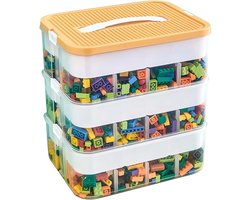 Opbergdozen voor Lego bouwstenen, box met deksel, stapelbare stenen, sorteerdozen, speelgoed, kleine onderdelen, kist, bouwstenen, box, container, transparante organizer voor kinderen, speelgoedkist