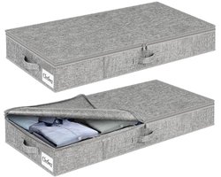 Opbergdozen voor onder het bed - 12 cm hoog, 2 stuks, opvouwbaar en wasbaar