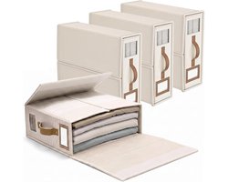Opbergdozen voor onder het bed, 3-delige set, Linnen opslag met doorzichtig venster en label, Ideaal voor dekens en kleding