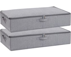 Opbergdozen voor onder het bed - opvouwbaar - 2 stuks - grijs - 80 x 40 x 15 cm