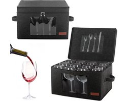 Opbergdozen voor Wijnglazen en Kristalglazen - Opslagbox met Verdelers voor 12 Glazen (2 Stuks)