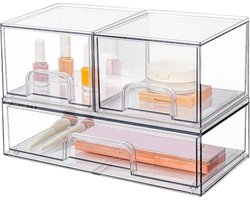 Opbergen met 3 laden transparante make-uptafel organizer - badkamer kaptafel bureau - Vtopmart