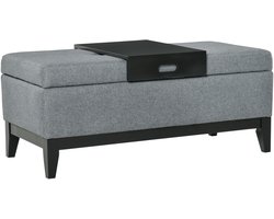 Opberghocker - Gestoffeerde Zitkruk Met Opbergruimte tot 120 kg - Polyester en Schuim - Beige