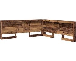 OpbergHoofdbord | Hoofdeinde met plank Oud hout 200 cm Bewerkt hout