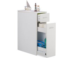 opbergkast - 2 lades - voor badkamer - keuken - woonkamer - ruimtebesparend - 61.5x20x45 cm - wit