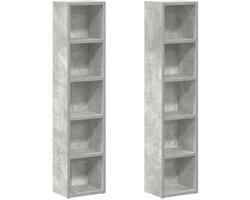 Opbergkast | 2 st Cd-kasten 21x16x93,5 spaanplaat betongrijs