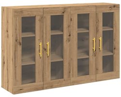Opbergkast | 2 st Wandkasten Artisan Eiken 69,5 x 34 x 90 cm Bewerkt hout