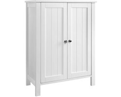 Opbergkast 60 x 30 x 80 cm Wit Houten Frame Met Verstelbare Plank 2 Deuren Dressoir Badkamerkast Bijzetkast Nachtkast Ladekast Stevig Duurzaam Stijlvol Modern Voor Woonkamer Keuken Slaapkamer Badkamer