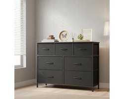 Opbergkast 7 Lades | Moderne Commode voor Slaapkamer, Woonkamer & Hal | Stabiel & Duurzaam | Zwart & Ebbenhout | Furniture Land