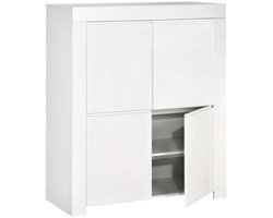 Opbergkast Amalfi 140 cm hoog - Hoogglans wit