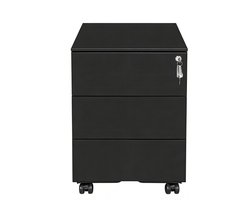 Opbergkast, archiefkast, 30 x 46 x 59,2 cm,zwart, ladekast, bureaumeubel met wieltjes, 3 lades en slot, verplaatsbaar naar elke locatie, stevig en duurzaam metalen frame, geschikt voor kantoor, studio en slaapkamer