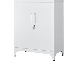 Opbergkast, archiefkast, garagekast, kantoorkast met slot, stevig en duurzaam metalen frame, modern en eenvoudig design, geschikt voor kantoor, studeerkamer, woonkamer en garage, 80 x 40 x 180 cm,grijs