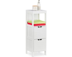 opbergkast badkamer - 2 lades - 1 open vak - 90 x 30 x 30 cm - halfhoog - wit