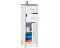 opbergkast badkamer - 2 lades - met deur - 97,5 x 32 x 28 cm - smal - handdoekenkast