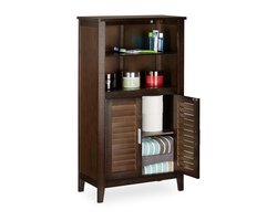 opbergkast badkamer - bamboe - staand - ondiep - 92 x 50 x 25,5 cm - halkast